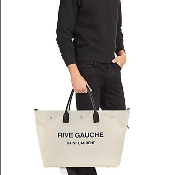 Saint Laurent. Rive Gauche Canvas Tote Bag - Picture 3 of 4